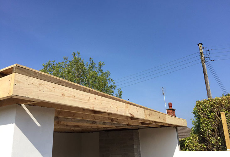 Flat Roof New Beams Installation